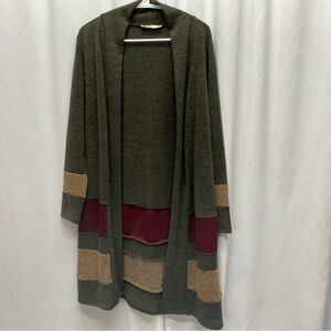 Mai Soli cardigan womens size small open front color block green made in USA